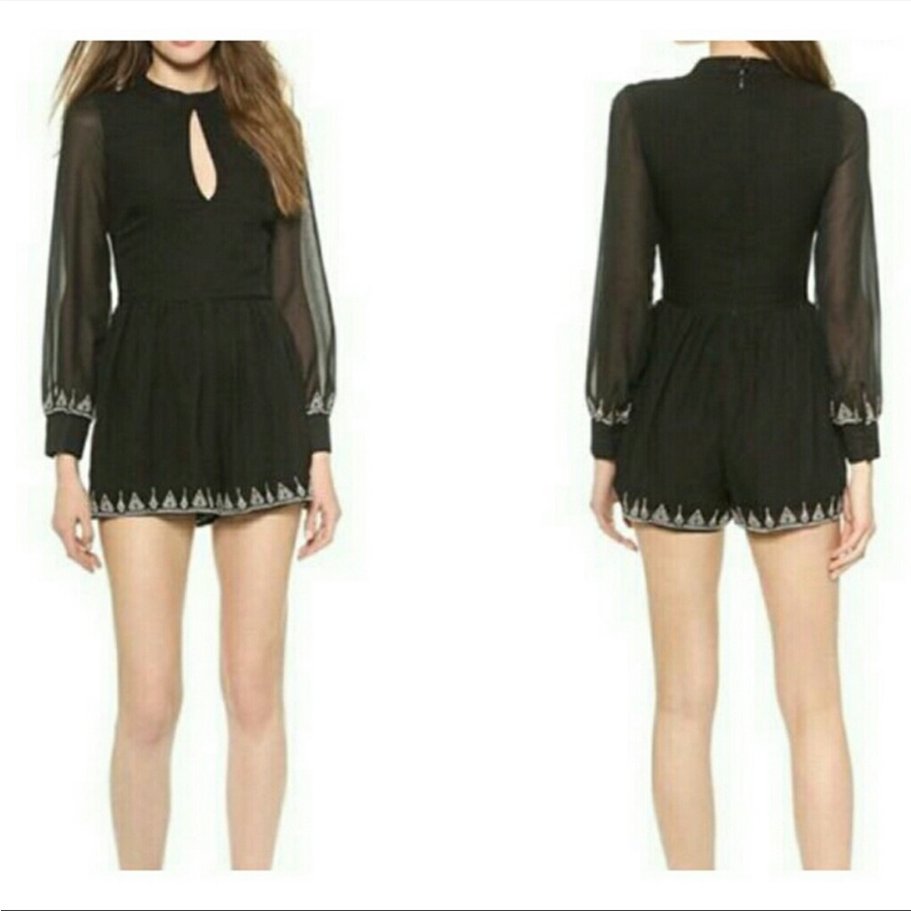House of Harlow 1960 Revolve Hendrix Black Embroidered Romper Small